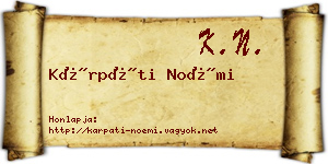Kárpáti Noémi névjegykártya